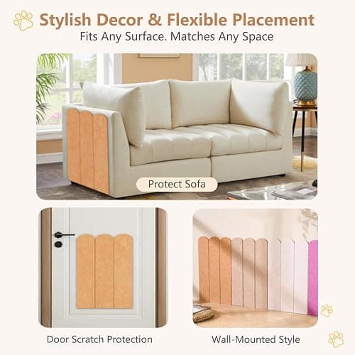 RizzQi Cat Scratcher, Wall Scratchers for Indoor Cats, Vertical Scratching Posts, Cat Scratching Board, 3 Pieces Set Cat Scratch Furniture Protector (Orange) thumbnail 5