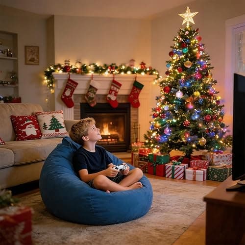 LPMOERA Bean Bag Chair Memory Foam Bean Bag Chairs for Kids/Teens with Filling Round Kids Bean Bag Chair for Living Room Bedroom College Dorm Reading Chair thumbnail 2