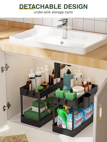 LEHOM Slim Rolling Storage Cart - 4 Tiers Bathroom Organizer Utility Cart Slide Out Storage Shelves Mobile Shelving Unit for Kitchen, Bedroom, Office, Laundry Room, Small Narrow Spaces（7.1" W+Black） thumbnail 7
