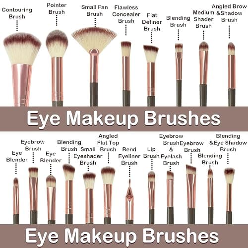 GZIXBDA Makeup Brush Set, 48Pcs Makeup Tool Set Premium Synthetic Foundation Concealers Powder Eye Shadows Makeup Brushes Kit for for Beginner Professional, Brown thumbnail 2