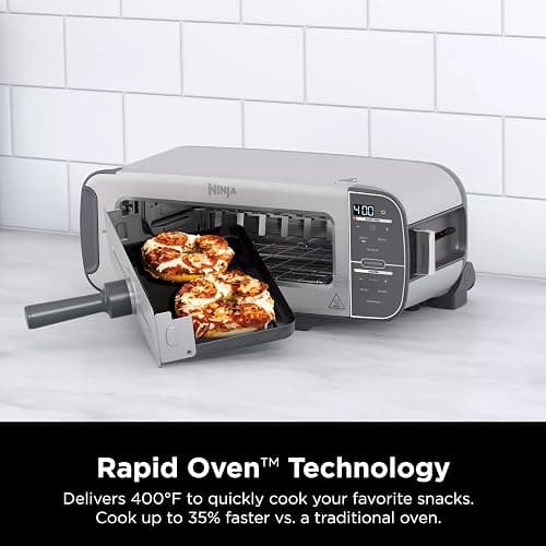 Ninja ST101 Foodi 2-in-1 Flip Toaster, 2-Slice Capacity, Compact Toaster Oven, Snack Maker, Reheat, Defrost, 1500 Watts, Stainless Steel, 6 Functions - 6 Functions thumbnail 4