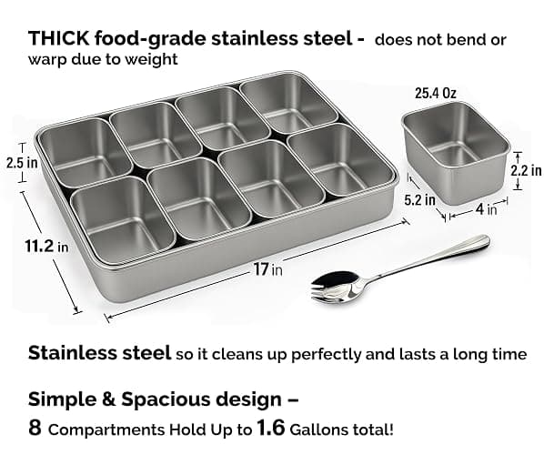 Jugetware Stainless Steel Yakumi Pan, Yakumi Pans, Yakumi Mise En Place, Mise En Place Containers, Japanese Food Container, Stainless Steel Condiment Containers, Multi Compartment Food Containers thumbnail 2