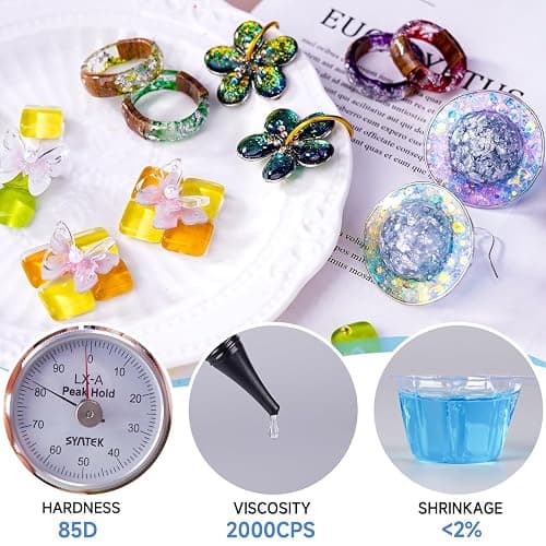 LET'S RESIN UV Resin, 300g Hard Resin Kit for Craft, Casting, Silicone Mold | Crystal Clear, Low Viscosity, UV Glue, Low Odor, Anti-Yellowing, Fast Cure, Beginner-friendly for UV Jewelry, Keychain Craft thumbnail 3