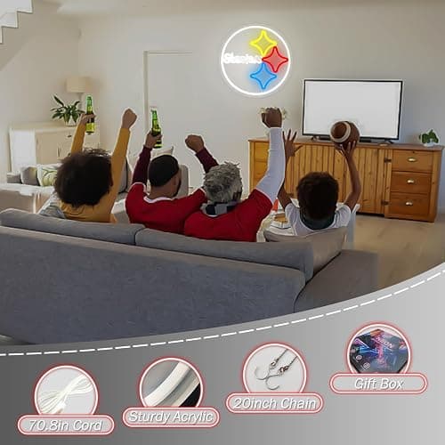OvoNinn Football Neon Signs Football Neon Lights for Wall Decor Dimmable LED Signs for Room Bar Man Cave Light Up Sign Football Gifts for Men Boys thumbnail 4