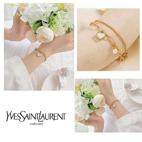SpetngSake Armband Damen Gold,Verstellbar Armbänder Gold,Bracelet Gold Schmuck Damen,Gold Armband Damen Wasserfest,Charm Goldenes Armbänder Damen,Kette Armkette mit Herz Anhänger,für Frauen Mädchen thumbnail 3