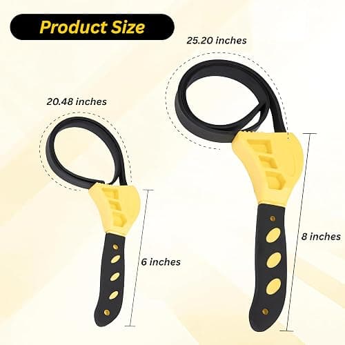 SavvyFIX 2-Pack Adjustable Rubber Strap Wrench Set – 25.20" & 20.48" Heavy-Duty Strap Wrench for Oil Filter, Jar Opener, Water Filter, Plumbing, Sink, Faucet – Non-Slip Multipurpose Wrench Tool thumbnail 2