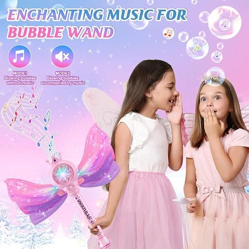 Britik Bubble Wands for Kids Girls - LED Light & Music Bubble Machine: 3 AA Batteries & 2 Bubble Solutions, Outdoor Party Birthday Toys for Toddlers, Gift for 3 4 5 6 7 8 Year Old Girls thumbnail 5
