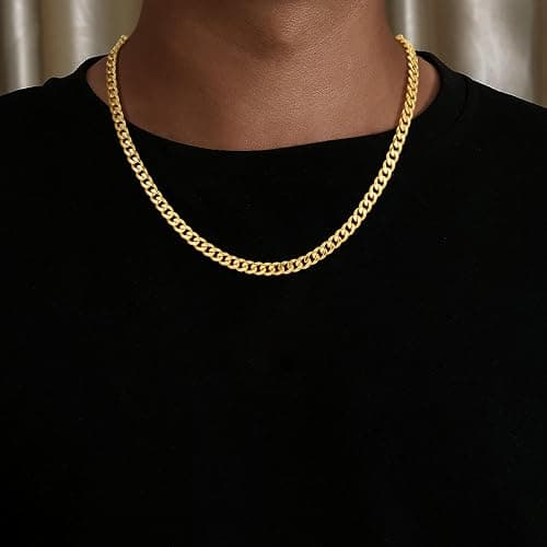 HIMSTORY Cuban Link Chain for Men, 18K Gold Over 925 Sterling Silver 3.5MM/5MM/7MM Cuban Chain Diamond Cut Gold Chain Necklaces Gifts for Boyfriend Father Husband thumbnail 2