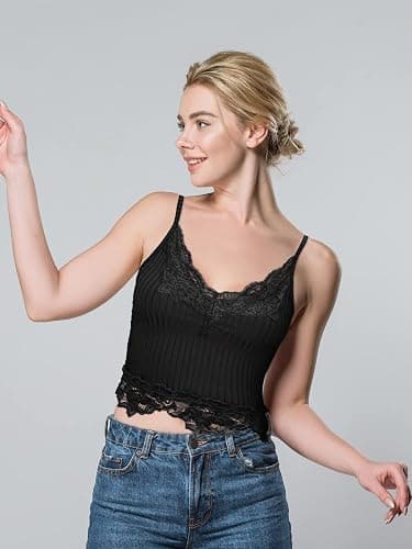 Bencailor 3 Pcs Women's Lace Tank Tops Y2k Camisole Lace Patchwork Crop Tops Grunge Style Ribbed Knitted Clothing thumbnail 2