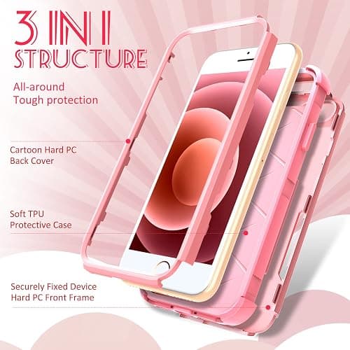 Plakill for iPhone SE Case 2020/2022/3rd Generation, for iPhone 8/7 Case, Heavy Duty Protective Strawberry Cute Phone Cover for Women Men Girls Boys Hard Cases for iPhone 7/8/SE thumbnail 4