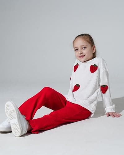 Toddler Girl Clothes Kids Outfits Long Sleeve Ribbed Sweatshirt Bell Bottom Pants Set Fall Winter Clothing for Girls thumbnail 4