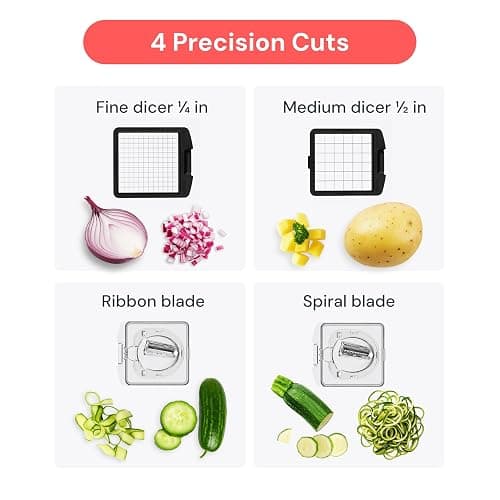 Fullstar The Original Pro Chopper - Vegetable Chopper and Spiralizer, Food Chopper with Container, Fruit Slicer, Kitchen Gadgets & Gifts, Home Essentials (4 in 1, Clear) thumbnail 5