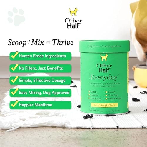 Other Half Everyday - Dog Multivitamin Supplement - Daily Joint, Gut, Allergy, Immune, Urinary Tract Support, Skin, Coat & More - Glucosamine, Chondroitin, Omega 3 & Probiotics | 45 Active Ingredients thumbnail 2