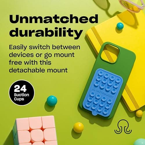 OCTOBUDDY Double - Silicone Double Sided Suction Phone Case Detachable Mount - Hands-Free, Strong Grip Holder for Selfies & Videos - iPhone & Android Compatible - 2.5″ x 3.75″, Chalk Pink thumbnail 4