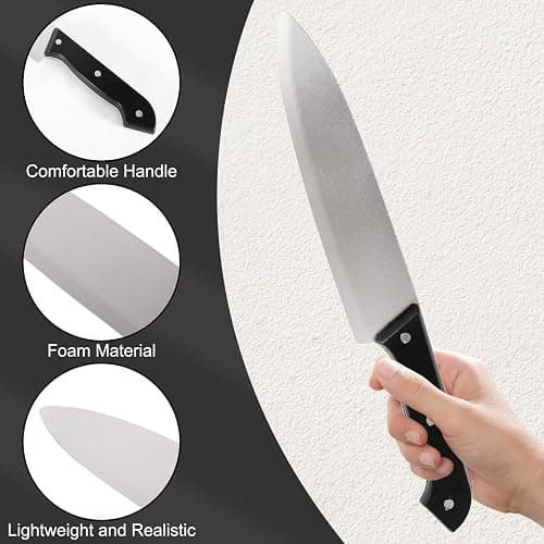 EPDPLAY 2 PCS Prop Knife - Halloween Realistic Kills Butcher Prank Props, Costume Fake Knife Accessories for Halloween Horror Party Role Playing（Gray） thumbnail 4
