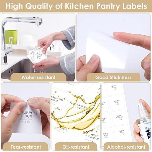 434 Pcs Kitchen Pantry Labels for Food Containers with DIY Blank Labels | 3 Sizes Preprinted White Minimalist Waterproof Pantry Labels, Kitchen Organization Labels for Jar, Bottles,Boxes Storage Bins thumbnail 5