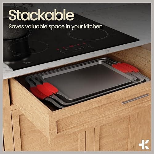 BAKKENMaster 6-Piece Nonstick Gray Marble Coated Bakeware Set - Professional Quality Carbon Steel Pans with Silicone Handles - Ideal for Oven, Refrigerator, Freezer - Dishwasher Safe thumbnail 5