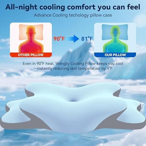 Ergo Pillow for Sleep Apnea, Neck Pain, and Snoring Relief, Cervical Neck Pillow for Neck Pain Relief & Side Sleeper,Orthopedic Memory Foam w/ Ergonomic Neck Support, Medium Firm(Blue, Queen Size) thumbnail 5