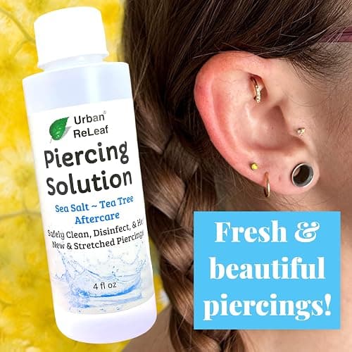 Urban ReLeaf Piercing Solution, Sea Salts & Tea Tree Aftercare, 4 oz | Ready to Use, Safely Clean & Calm New & Stretched Piercings, Gentle Effective Natural, Works Fast thumbnail 3