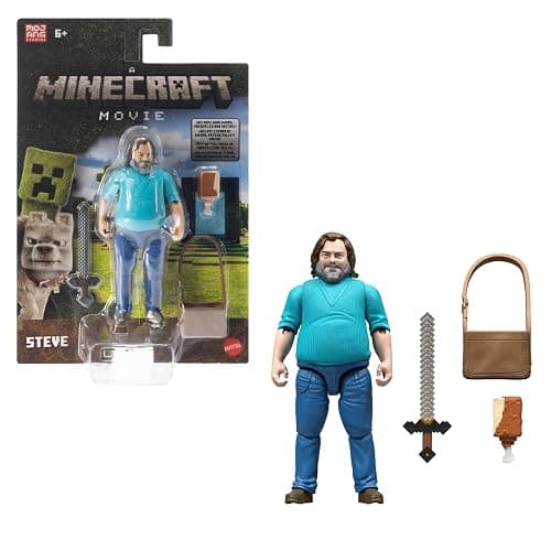 Mattel Minecraft Action Figure & Accessories Set, 4-inch Steve Posable Character Collectible Inspired by A Minecraft Movie - Image 1