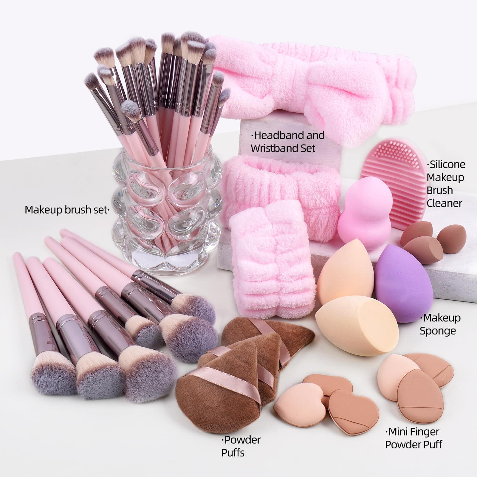 MAANGE Makeup Brush Set, 51 Pcs Makeup Tool Set Premium Synthetic Foundation Powder Makeup Brushes (Pink) thumbnail 2