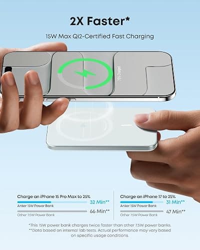 Anker Nano Power Bank, Ultra-Slim 5,000mAh Magnetic Wireless Charging Battery, Qi2 Certified 15W Max MagSafe-Compatible Portable Charger, Ergonomic Design, for iPhone Air/17/16 Series thumbnail 4