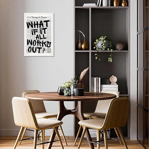 Retro Black And White Newspaper Poster What If It All Works Out Canvas Wall Art Positive Affirming Quote Minimalist Prints Painting For Home Bedroom Dorm Wall Decor 8x12in Unframed thumbnail 7