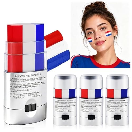 Red White and Blue USA Eye Black 4Pcs,Football Baseball Face Paint,4th of July Patriotic Accessories,America Soccer Fans Makeup for Game Day - Image 1