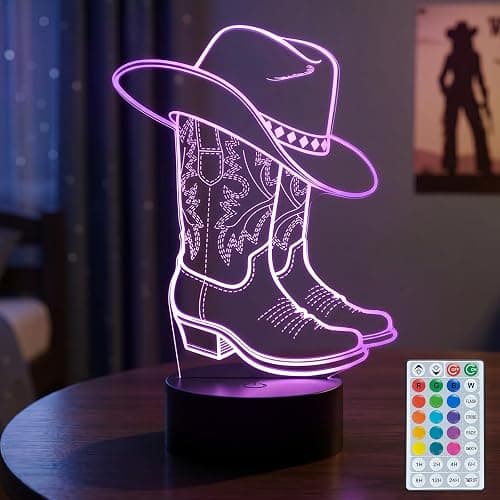 DAHEYMA Cowgirl Night Light, Cowgirl Gifts for Girls | 16 Colors Lights LED Dimmable Timer Lamp, for Birthday Xmas Western Stuff for Women Room Decor - Image 1
