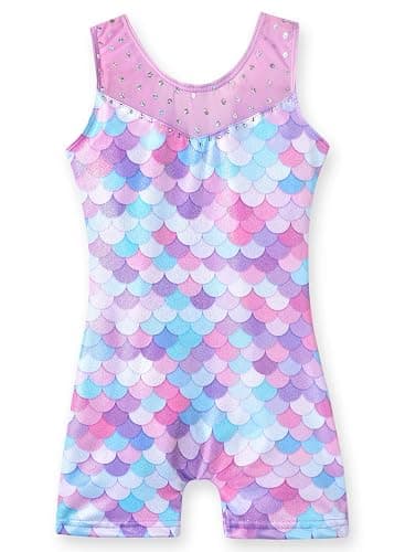 Leotards for Girls Gymnastics Toddler Dance Biketards Mermaid Unicorn Athletic Dance Wear Shiny Rainbow Blue Hotpink - Image 1