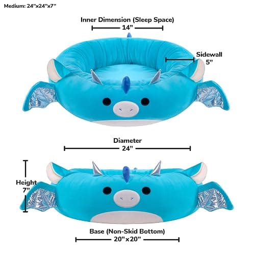 Squishmallows Original 24-Inch Tatiana The Dragon Pet Bed - Medium-Sized Ultrasoft Official Plush Pet Bed for Dogs and Cats thumbnail 3