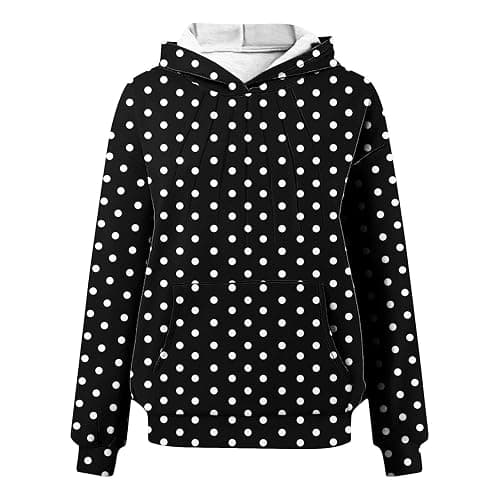 Rikbuig Polka Dot Hoodie Women Cute Y2k Graphic Oversized Hoodies Long Sleeve Pleated Fleece Pullover Sweatshirt with Pocket thumbnail 3