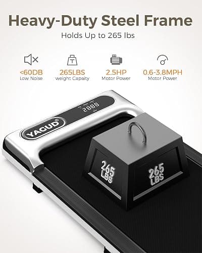 Yagud Under Desk Treadmill, Walking Pad for Home and Office, 2.5 HP Portable Walking Jogging Running Machine with Remote Control and LED Display, Silver thumbnail 5