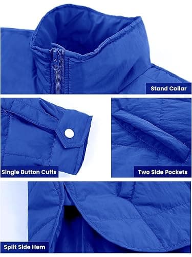 Muchpow Women's Lightweight Down Coat Long Sleeve Full Zipper Oversized Packable Short Puffer Jackets thumbnail 4