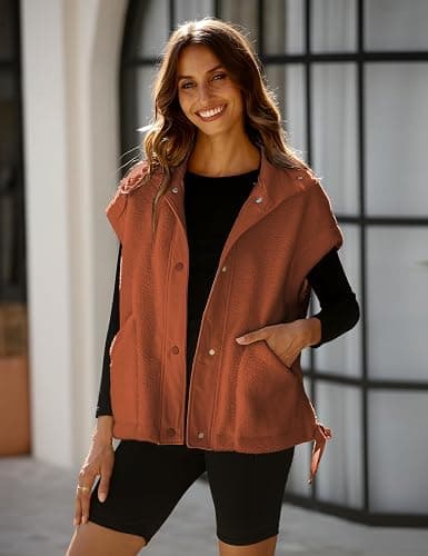Yeokou Women's Fleece Vest Casual Sleeveless Button Down Winter Warm Sherpa Jacket with Pockets thumbnail 2