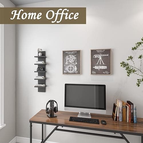 Homaterial 5 Tier Shelvesl, Vertical Column Wall Decor Mount Floating Shelves for Bedrooms, Living Rooms, Natural Finish Wall Shelf, Black thumbnail 2