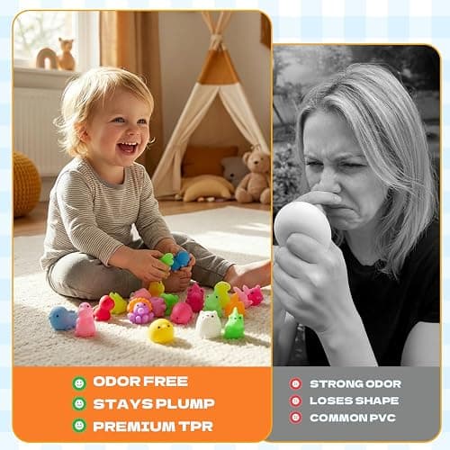 110 Pack Bulk Mochi Squishy & Fidget Toys - Soft Stress Relief Toys, Ideal Party Favors, Classroom Prizes & Christmas Stocking Stuffers for Kids thumbnail 6