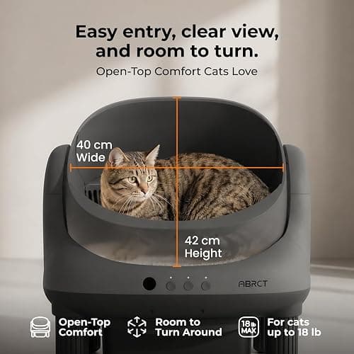 ABRCT Open Top L1 Self Cleaning Litter Box,Electronic Hands-Free,Smart Robot,Automatic Cleaning Litter Box-App Control and Safe Anti-Pinch,with Safety Sensors and Liner for Medium-Sized Cats,Black thumbnail 2