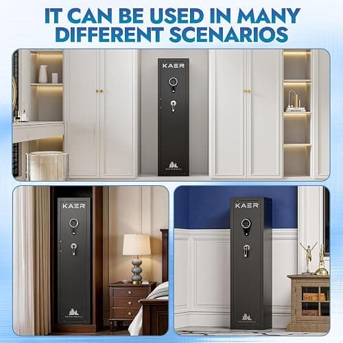 3-5 Long Gun Safe, Anti-Pry Cabinet for Scoped Rifles & Shotguns | Heavy-duty anti-pry construction, digital keypad, backup battery box, pre-drilled mounts, great for garage & hunting thumbnail 6