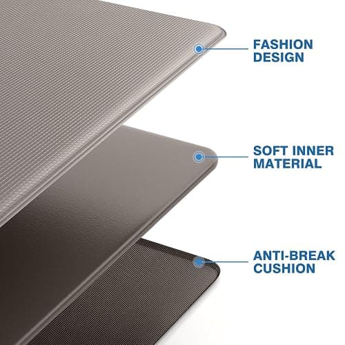 StepRite Kitchen Mats, 2PCS Kitchen Rugs, Cushioned Anti Fatigue Kitchen Mats for Floor, Non-Slip Standing Desk Mat, Waterproof Kitchen Rug Set for Kitchen, Floor, Office, 17.3"x30"+17.3"x47", Khaki thumbnail 5