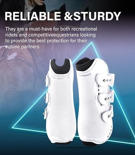 HackFond Horse Tendon Boots, Fetlock Boots & Open Front Boots for Jumping, Set of 4, Horse Protection Leg Guard thumbnail 6