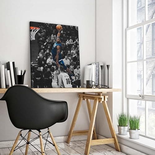 NBA Canvas Wall Art Decor - Anthony Edwards Iconic Dunk, Timberwolves Slam Dunk Action, High-Flying Basketball Moment, Sports Poster for Home or Game Room Wall Decoration 12x16 thumbnail 5