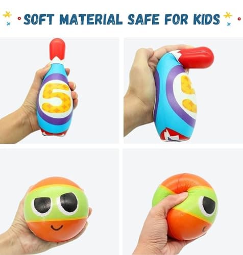 ToyVelt Kids Bowling Set - with 10 Bowling Pins & 2 Balls - Educational Early Development Indoor & Outdoor Games Set - for Toddlers & Infants Boys & Girls Ages 3,4,5-12 Years Old thumbnail 3