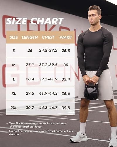 Compression Shirts for Men - Long Sleeve Black Workout Base Layer Athletic Gym Tops Quick Dry Running Undershirts thumbnail 5