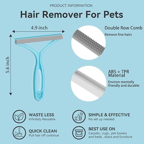 Pet Hair Remover, Dog and Cat Hair Remover, Wool Hair Remover, Carpet Rake for Pet Hair Removal, Carpet Rake, Pile Brush, Hand Shaver for Carpets, Car Cushions, Sofas, Pet Beds, Furniture & Rug thumbnail 2