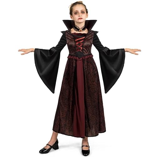 Spooktacular Creations Halloween Royal Vampire Costume Set for Girls Halloween Dress Up Party, Cosplay, Vampire-Themed Party thumbnail 5
