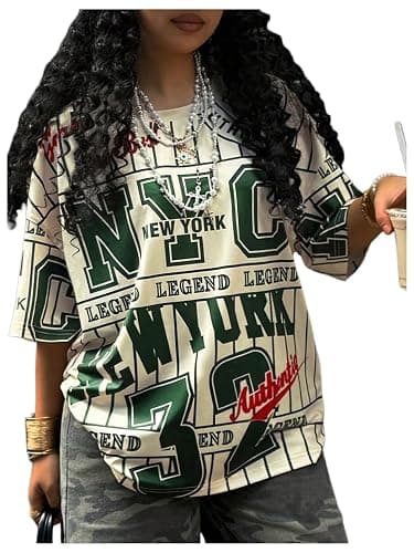 SOLY HUX Women's Y2k Graphic T-Shirts Drop Shoulder Short Sleeve Baggy Tee Tops Streetwear - Image 1