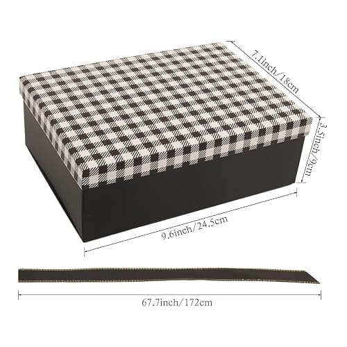 Luxury Gift Boxes,5 Pack Large Gift Boxes Gift Boxes Decorative Gift Boxes Christmas Gift Boxes Wedding Gift Boxes,9.8x7x3.3 With Plaid Lids & Ribbon, Decorative Christmas, Wedding & Birthday Gift Boxes thumbnail 2