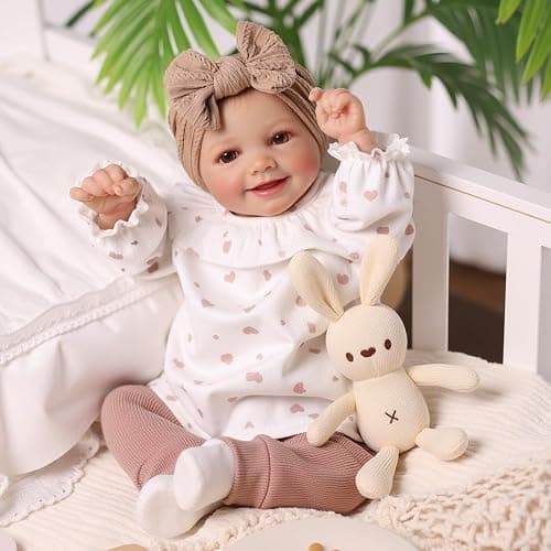 BABESIDE Reborn Babies Doll 17-Inch Sunny Realistic Lifelike Newborn with Softness Cloth Body Real Life Girls Open Eyes,White thumbnail 3