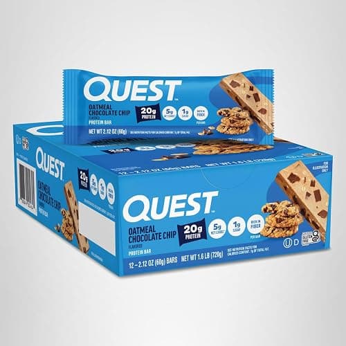 Quest Nutrition Oatmeal Chocolate Chip Protein Bars, 20g Protein, 1g Sugar, 5g Net Carb, Gluten Free, Keto Friendly, 12 Count thumbnail 9